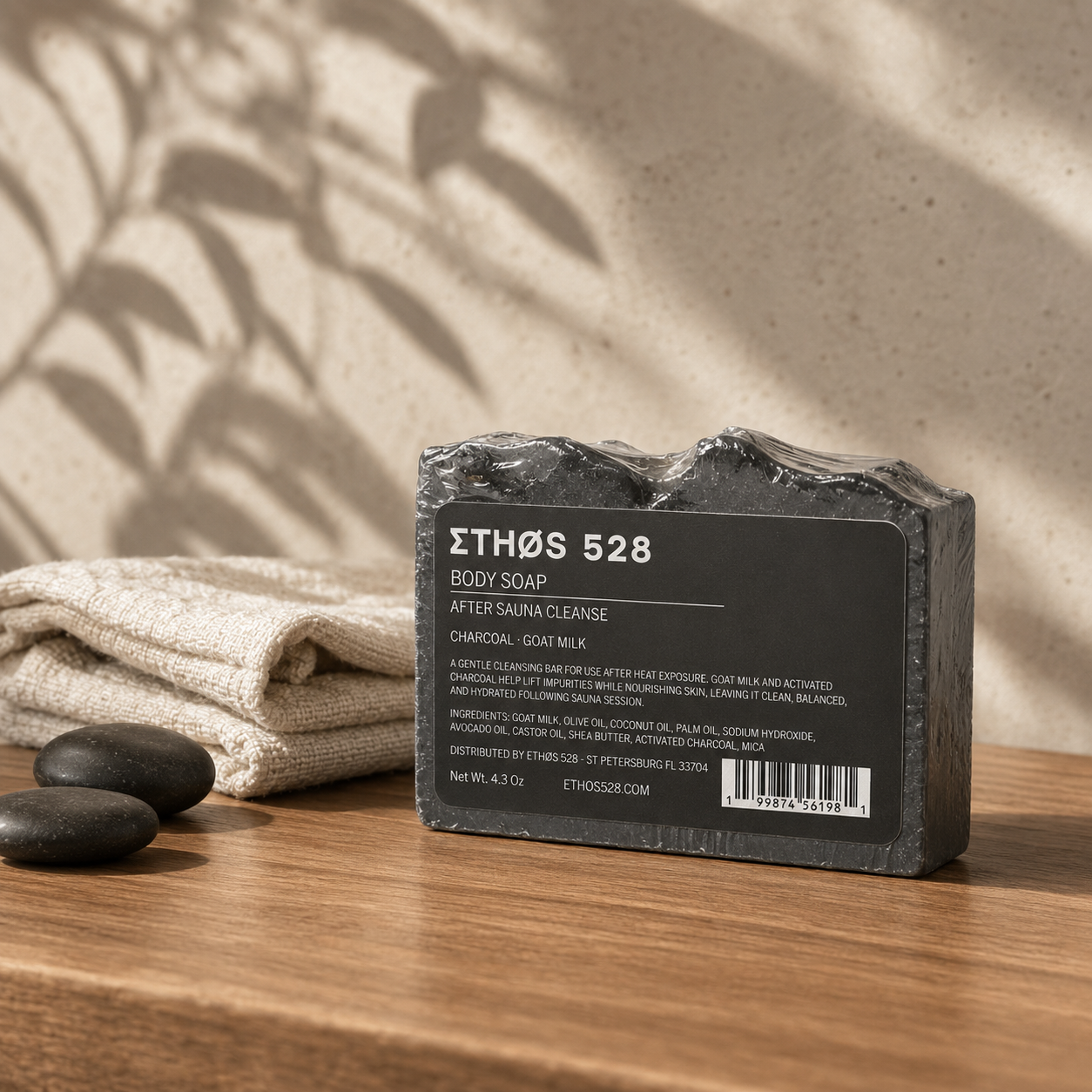 Sauna Soap | Charcoal & Goat Milk Post-Sauna Cleanse | ETHOS 528